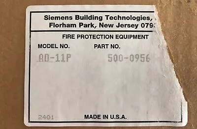 Buy Fire Alarm Siemens AD-11P Air Duct Detector 500-095656 • 149$
