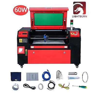 Buy VEVOR 60W CO2 Laser Engraver Cutter Cutting Engraving Machine LightBurn 16x24in • 102.50$