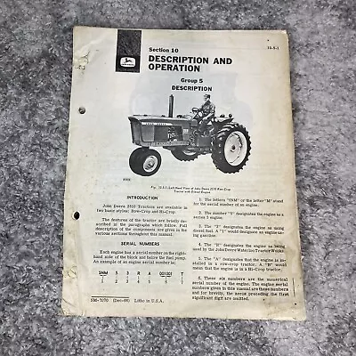 Buy 2510 Tractors Mechanical Manual John Deere Tractor Works SM-2070 USA • 23.09$