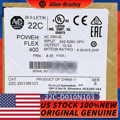 Buy 22C-D010N103  Allen-Bradley 22CD010N103 PowerFlex 400 4KW 5HP AC Drive • 726$