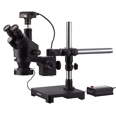 Buy AmScope 7X-90X Trinocular Boom Stereo Zoom Microscope + 3MP Camera + LED Light • 875.99$
