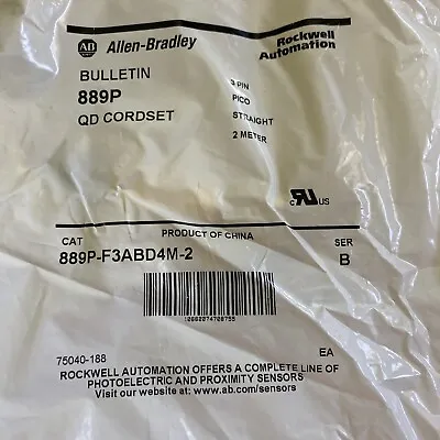 Buy Allen-Bradley 889P-F3ABD4M-2 Pico Cable Straight, 2 Meter, 24AWG, 3 Pin • 24.99$
