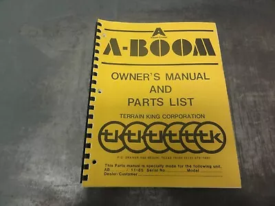 Buy Alamo Terrain A-Boom Mower Owner's Manual And Parts List Manual • 35$