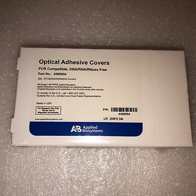 Buy New, Applied Biosystems Optical Adhesive Covers 4360954 Qty:25  New Sealed • 75$