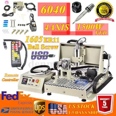 Buy 4 Axis 6040 Drilling Milling Cutting Machine CNC Router Engraver Machine+ Remote • 1,177.05$