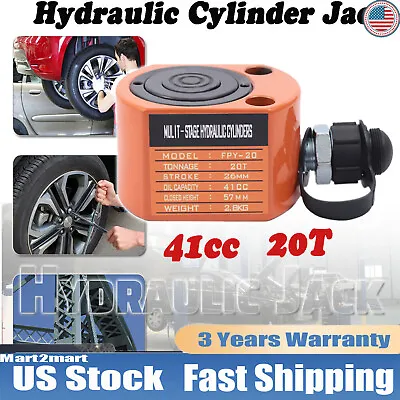 Buy 20 T Hydraulic Cylinder Jack Mini Hydraulic Ram Low Profile Lifting Cylinder • 88.35$