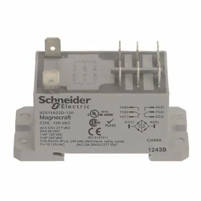 Buy Schneider Electric 92S11a22d-120A Enclosed Power Relay,8 Pin,120Vac,Dpdt • 23.20$