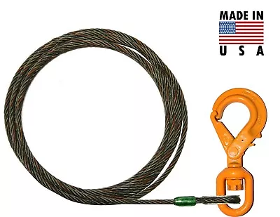Buy 1/2  X 50' Wrecker Winch Line Cable Steel Core Self Locking Swivel Hook Flatbed • 149.88$