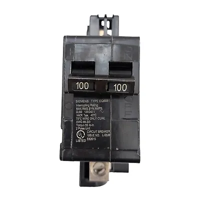 Buy Siemens EQ8681 2 Pole 100 Amp Main Breaker  • 39.99$