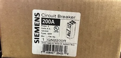 Buy Siemens QN2200R 200-Amp 2 Pole 240-Volt Circuit Breaker NEW In BOX • 115$