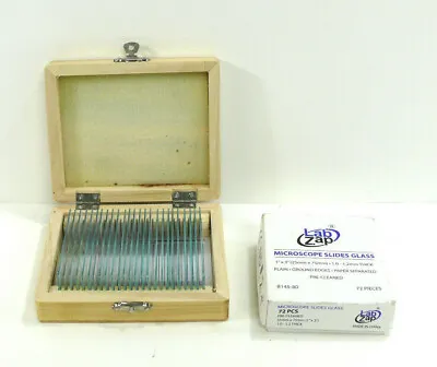 Buy AmScope 25 Glass Prepared Microscope Slides In Wooden Box + 72 Clean Slides • 19.75$