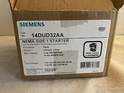 Buy Siemens 14DUD32AA Heavy Duty Motor Starter, Solid State Overload Nema Size 1 • 267.99$