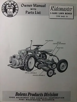 Buy Bolens Huski Ridemaster Tractor 3-Gang Reel Mower Implement Owner & Parts Manual • 43.99$