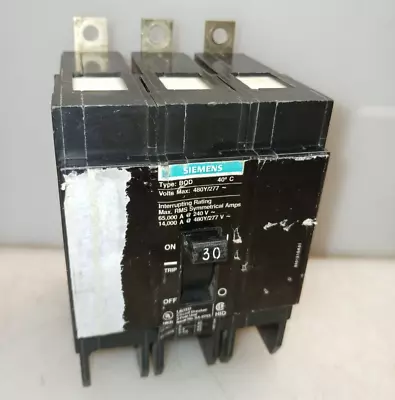 Buy Siemens 30 Amp Bolt On Circuit Breaker 480y/277 Vac 3 Pole  Bqd330 *label* • 76.49$