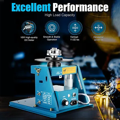 Buy 110V Welding Positioner Table Manual Rollover Rotary Welding Turntable W/ Chuck • 265.01$