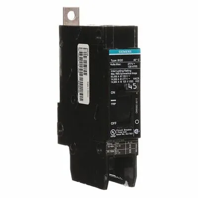 Buy SIEMENS BQD145 Miniature Circuit Breaker, 45 A, 277V AC, 1 Pole, Bolt On • 268.83$