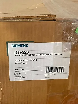 Buy Siemens Dtf323 Double Throw Safety Switch 100a • 1,795$