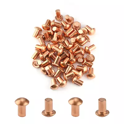 Buy 50Pcs M5 Round Head Copper Solid Rivets Fastener 0.2  Dia X 0.31  Length For Ele • 21.99$