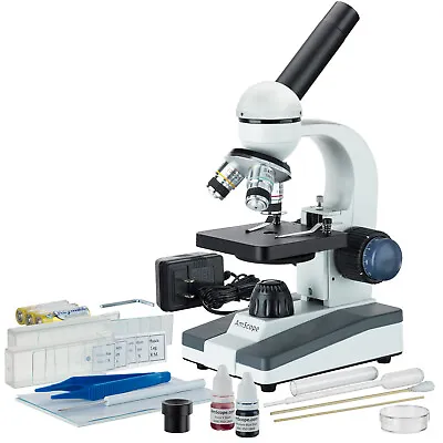 Buy AmScope 40X-1000X  Portable Student Compound LED Microscope With Slide Prep Kit  • 126.99$