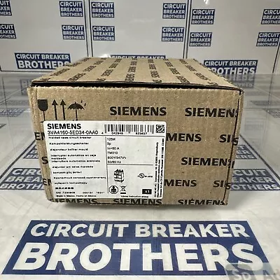 Buy SIEMENS 3VA4160-5ED34-0AA0 60 Amp 600V 3 Pole 3VA4 Circuit Breaker-Warranty New • 399.99$
