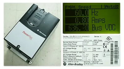 Buy Low Hrs Allen-Bradley PowerFlex 70 7.5 HP 20AD011A0AYNANC0 480 VAC Tested Good  • 799.99$
