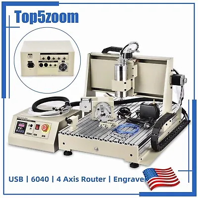 Buy USB 4 Axis 6040 CNC Router Engraver Engraving Driil 3D Milling Machine VFD 1500W • 1,139.05$