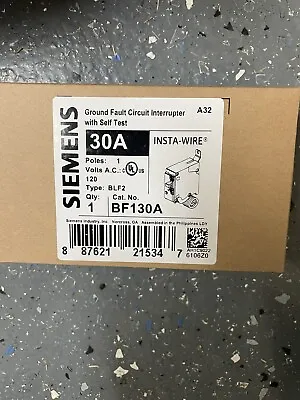 Buy Bf130a Siemens 1 Pole 30a 120vac Gfi Circuit Breaker New • 60$