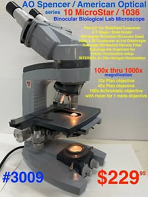 Buy REFURBISHED AO American Optical Binocular 1000x Microscope PLAN Objectives • 179.95$