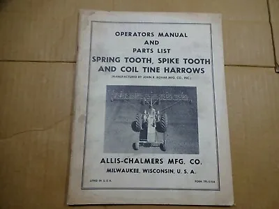 Buy Allis Chalmers Spring Spike Tooth Coil Tine Harrow Operators Manual Parts  • 10.80$