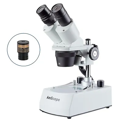 Buy Amscope 20X-80X Compact Binocular Stereo LED Microscope +Digital Eyepiece Camera • 267.99$