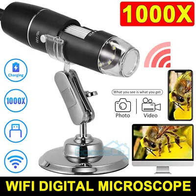 Buy 1000X Digital Microscope HD 1080P LED USB WiFi Microscope For Smartphone USA • 21.79$