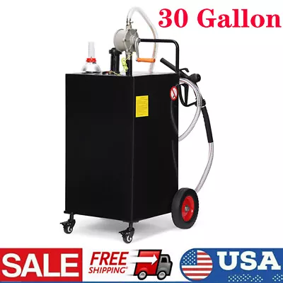 Buy 30 Gallon Gas Caddy Fuel Diesel Oil Tank, 4 Wheels W/ Manual Transfer Black • 192.27$