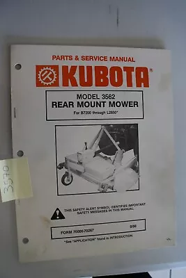 Buy Kubota Model 3562 Rear Mount Mower Parts & Service Manual 1986 • 17.95$