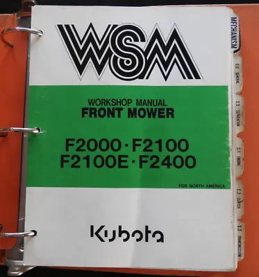 Buy Kubota F2000 F2100 F2100e F2400 Zero Turn Front Mower Service Manual W/binder • 79.96$