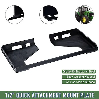 Buy 1/2  Quick Attach Mount Plate Attachment For Tractors Skid Steers Loaders • 75.65$