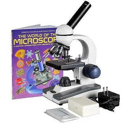 Buy Portable 40X-1000X Monocular Student Microscope With Prepared Slides And • 81.39$