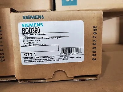 Buy Siemens BQD360 3pole 60amp 480v Circuit Breaker Type BQD NEW! • 174$
