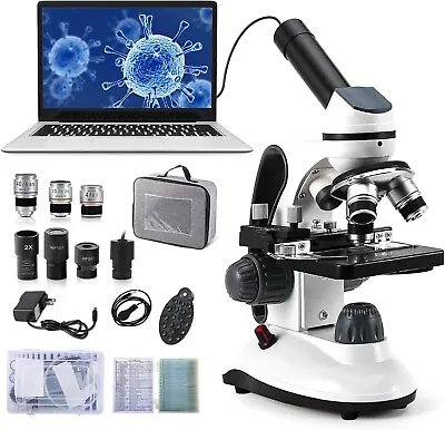 Buy 40X - 2000X Microscope Kit For Kids Students Adults - Slides Camera Accessories • 99.95$