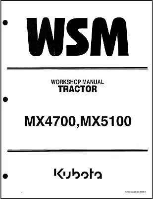 Buy DIESEL TRACTOR Workshop Repair Manual Fits Kubota MX4700 MX5100 2WD & 4WD • 34.88$