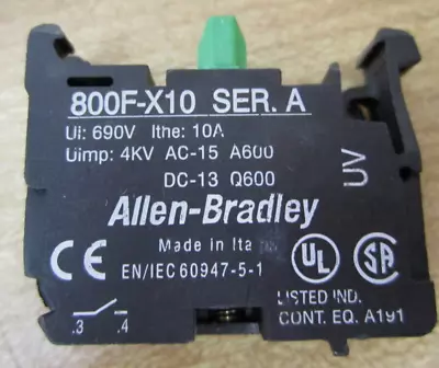 Buy Allen Bradley 800F-X10 Contact Block 800F-X1O 1 Pack Of 5 • 42.30$