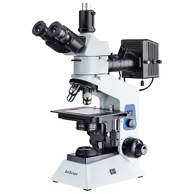 Buy AmScope 40-500X Trinocular 2-light Polarized Metallurgical Microscope Photo Port • 994.99$