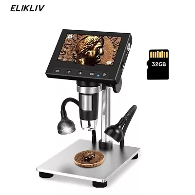 Buy Elikliv 4.3'' 1000X LCD Coin Digital Microscope With Screen For Error Coins • 65.87$