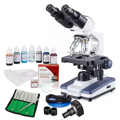 Buy AmScope B120C Microscope Kit 40X-2500X LED Binocular Compound Microscope+Extras • 492.99$