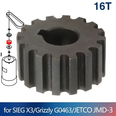 Buy Mill Timing Belt Pulley, Motor Gear 16T For SIEG X3/Grizzly G0463/JIMD-3 • 24.99$