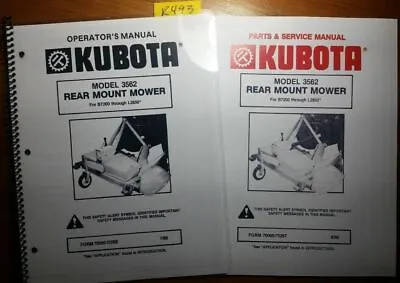 Buy Kubota 3562 Rear Mount Mower For B7200-L2850 Operator + Parts & Service Manual • 17.49$