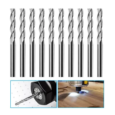 Buy 10pcs 1/8   Double Flute Spiral Upcut Shank End Mill CNC Router Bits Tool • 12.49$