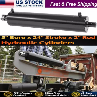 Buy 5  Bore 24  Hydraulic Cylinder Welded Double Acting For Log Splitter 3500 PSI • 438.80$