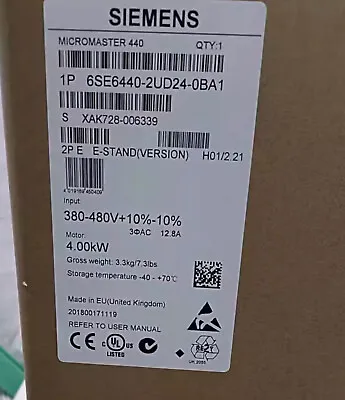 Buy SIEMENS Variable Frequency Drives  6SE6440-2UD24-0BA1 4Kw • 630$