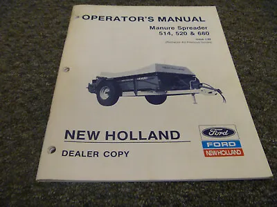 Buy Ford New Holland 514 520 680 Manure Spreader Owner Operator Manual User Guide • 46.90$