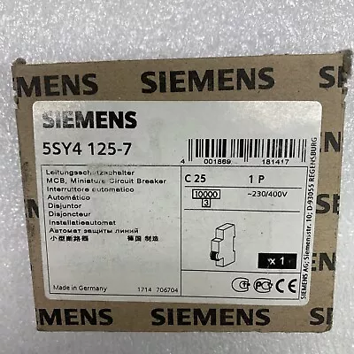 Buy Siemens 5SY4 125-7, MCB, Miniature Circuit Breaker, C25, 1P - NEW • 18.99$